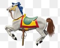 Png carousel horse illustration, remixed from artworks by unknown American 20th Century artist