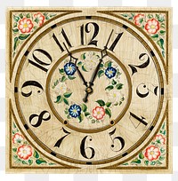 Vintage png clock illustration, remixed from artworks by Gene Luedke