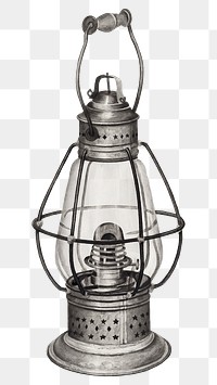 Vintage oil lantern png illustration, remixed from the artwork by Alfred Farrell