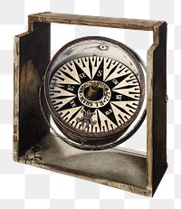 Vintage compass png illustration, remixed from the artwork by Charles Lemcke