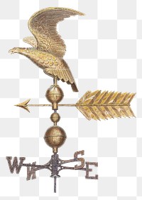 Vintage gold weather vane png illustration, remixed from the artwork by Edward L Loper