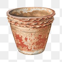 Vintage flower pot png illustration, remixed from the artwork by William Spiecker