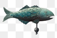 Vintage png fish weather vane, remixed from artworks by unknown American 20th Century artist