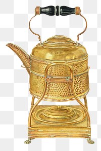 Vintage gold kettle png illustration, remixed from the artwork by Frank M. Keane