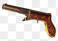 Vintage pistol gun png illustration, remixed from the artwork by Alf Bruseth