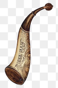 Vintage powder horn png illustration, remixed from the artwork by William McAuley