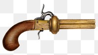 Vintage revolver gun png illustration, remixed from the artwork by Rose Campbell-Gerke