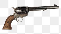 Vintage revolver gun png illustration, remixed from the artwork by Elizabeth Johnson