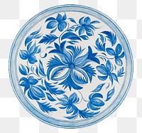 Vintage png blue floral plate, remixed from artworks by Margaret Stottlemeyer