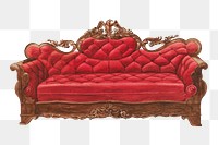 Vintage red settee png illustration, remixed from the artwork by Henry Moran