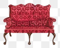 Vintage red settee png illustration, remixed from the artwork by John Dieterich