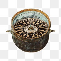 Vintage ship's compass png illustration, remixed from the artwork by Magnus S. Fossum