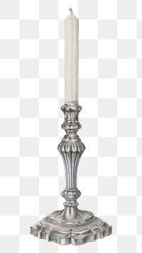 Vintage silver candlestick png illustration, remixed from the artwork by Horace Reina