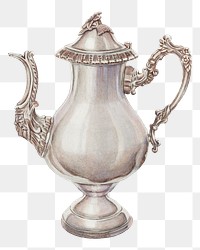 Vintage coffee pot png illustration, remixed from the artwork by Ernest A. Towers, Jr