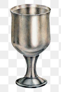 Vintage silver goblet png illustration, remixed from the artwork by Rose Campbell&ndash;Gerke