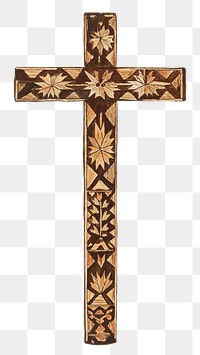 Vintage cross png illustration, remixed from the artwork by Margery Parish