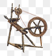 Antique spinning wheel png illustration, remixed from the artwork by Walter Praefke