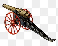 Vintage toy cannon png illustration, remixed from the artwork by Charles Henning