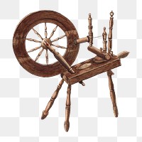 Vintage spinning wheel png illustration, remixed from the artwork by Ludmilla Calderon