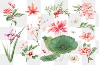 Japanese plant png art print, remix from artworks by Megata Morikaga