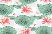 Lotus pattern botanical background png, remix from artworks by Megata Morikaga