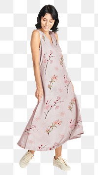 Floral pattern dress png mockup, remix from artworks by Megata Morikaga