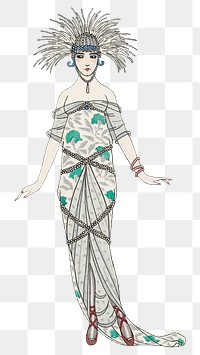 Vintage dress png 19th century fashion, remix from artworks by George Barbier
