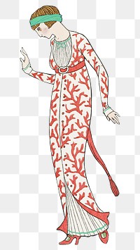 1920s women&#39;s fashion png vintage dress, remix from artworks by George Barbier