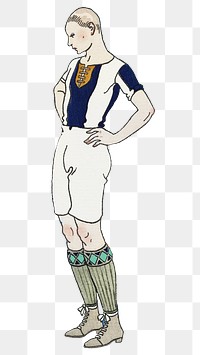 Vintage rugby costume png vintage Parisian fashion, remix from artworks by George Barbier