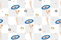 Vintage swimsuit fashion png pattern transparent transparent background, remix from artworks by George Barbier