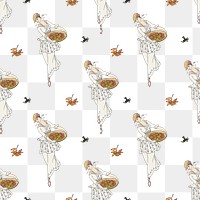 Woman picking apple png transparent background 1920's fashion,