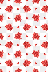 Vintage rose floral pattern png transparent background, remix from artworks by Zhang Ruoai
