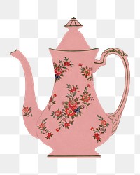 Vintage png flowers and leaves  teapot, remixed from Noritake factory china porcelain tableware design