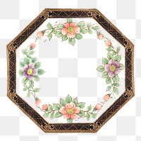 Vintage png floral pattern on platter, remixed from Noritake factory china porcelain dinnerware design