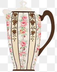 Vintage png flowers and leaves jug, remixed from Noritake factory china porcelain tableware design