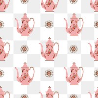 PNG vintage jug seamless transparent pattern background, remixed from Noritake factory tableware design