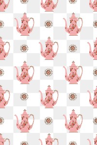 PNG Vintage pitcher transparent seamless pattern background, remixed from Noritake factory tableware design