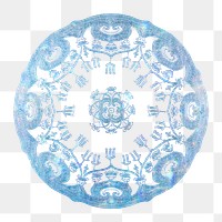 Vintage png blue mandala ornament, remixed from Noritake factory china porcelain tableware design