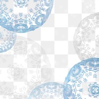 Png Vintage floral mandala pattern background in blue, remixed from Noritake factory china porcelain tableware design