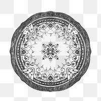 Vintage png black and white  mandala ornament, remixed from Noritake factory china porcelain tableware design