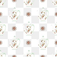 PNG Vintage teapot transparent seamless pattern background, remixed from Noritake factory tableware design