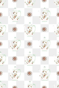 PNG Vintage transparent teapot seamless pattern background, remixed from Noritake factory tableware design