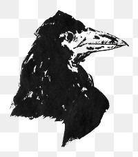Png raven head vintage art print, remixed from artworks by &Eacute;douard Manet 