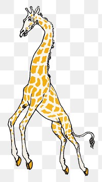 Png giraffe vintage art print, remixed from artworks by Moriz Jung