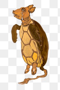 Png Mock Turtle illustration from Alice’s Adventures in Wonderland by Lewis Carroll, remixed from artworks by William Penhallow Henderson