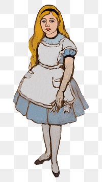 Png Alice from Lewis Carroll&rsquo;s Alice&rsquo;s Adventures in Wonderland character illustration sticker, remixed from artworks by William Penhallow Henderson