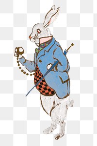 Png White Rabbit from Lewis Carroll&rsquo;s Alice&rsquo;s Adventures in Wonderland character illustration cutout, remixed from artworks by William Penhallow Henderson