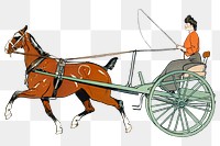 Horse carriage png art print, remixed from artworks by Edward Penfield