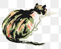 Cat png sticker animal art print, remixed from artworks by Edward Penfield