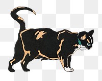 Cat png sticker animal art print, remixed from artworks by Edward Penfield